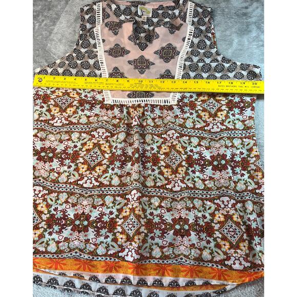 Fig & Flower Blouse-Size L-Multi-Floral Pattern-Boho-Gypsy - Picture 3 of 8